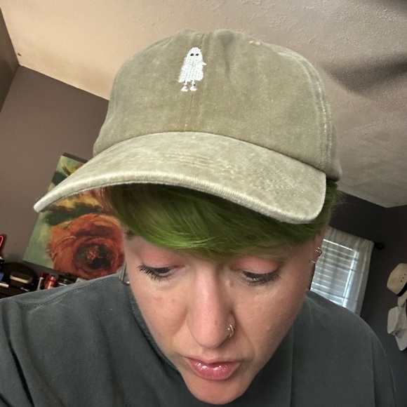 Ghost In Socks Embroidered Baseball Hat Khaki - Picture 2 of 7